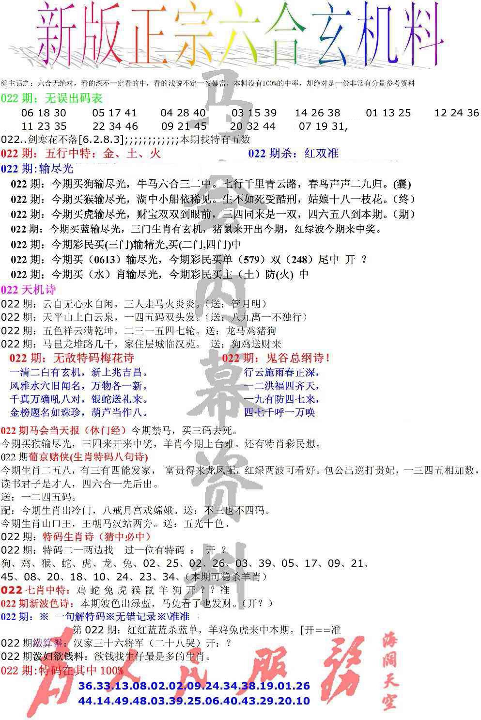 022期正宗六合玄机料[图]