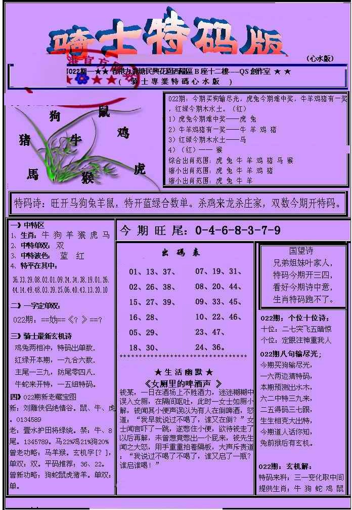 022期另骑士特码版[图]