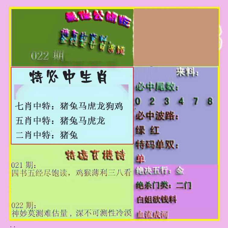 022期波肖门尾最佳公开版[图]