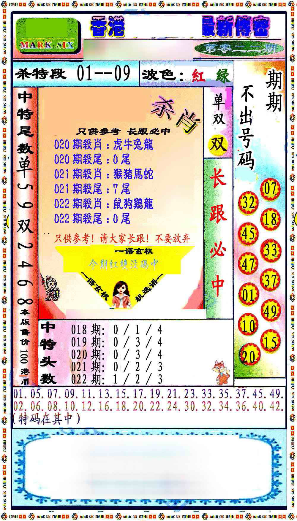 022期最新传密绝杀6肖[图]