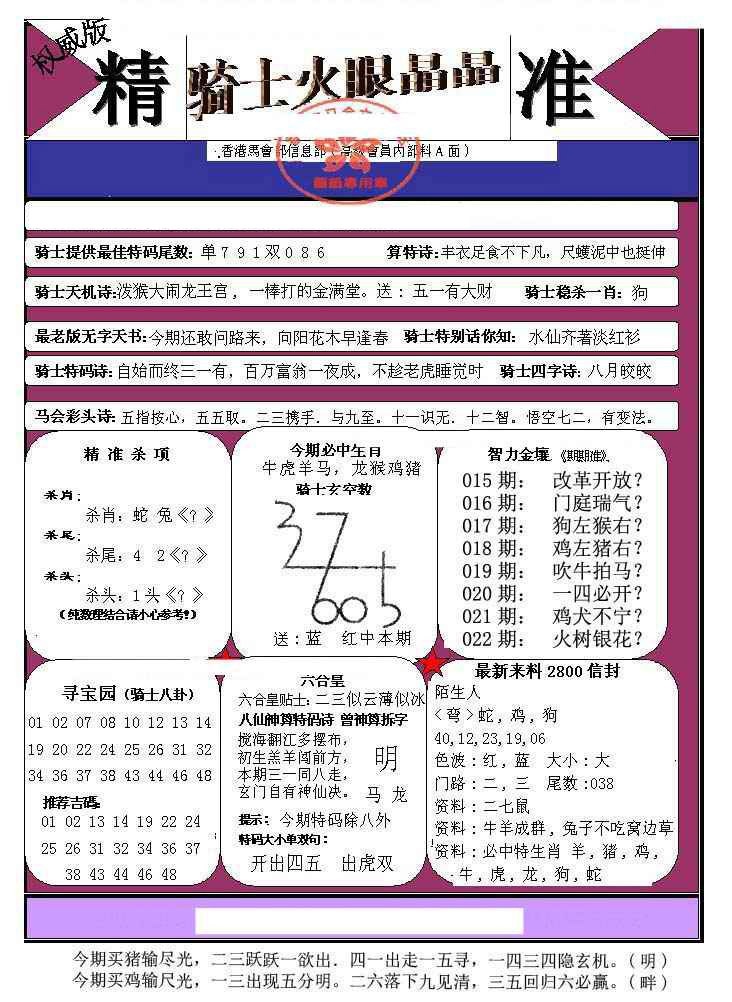 022期骑士火眼晶晶（正）[图]